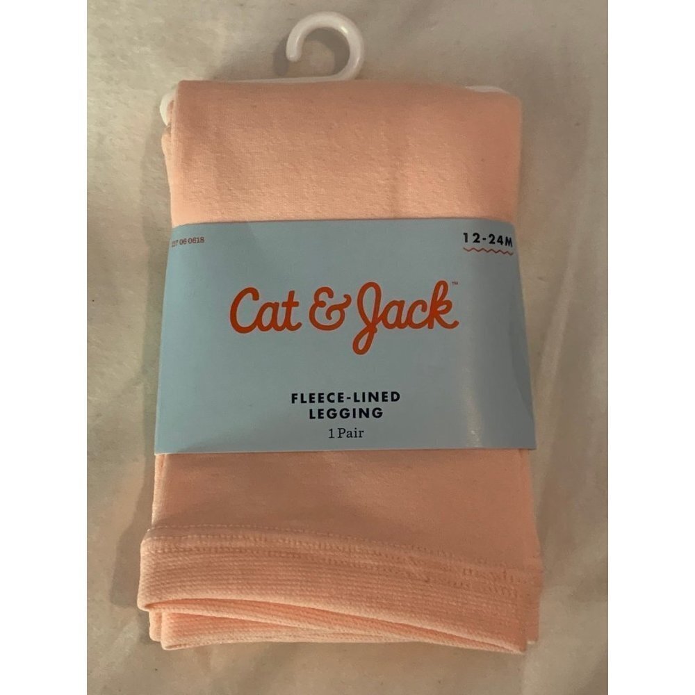 Cat & Jack Toddler Girls Pink Fleeced Line Leggings Size 12-24 months